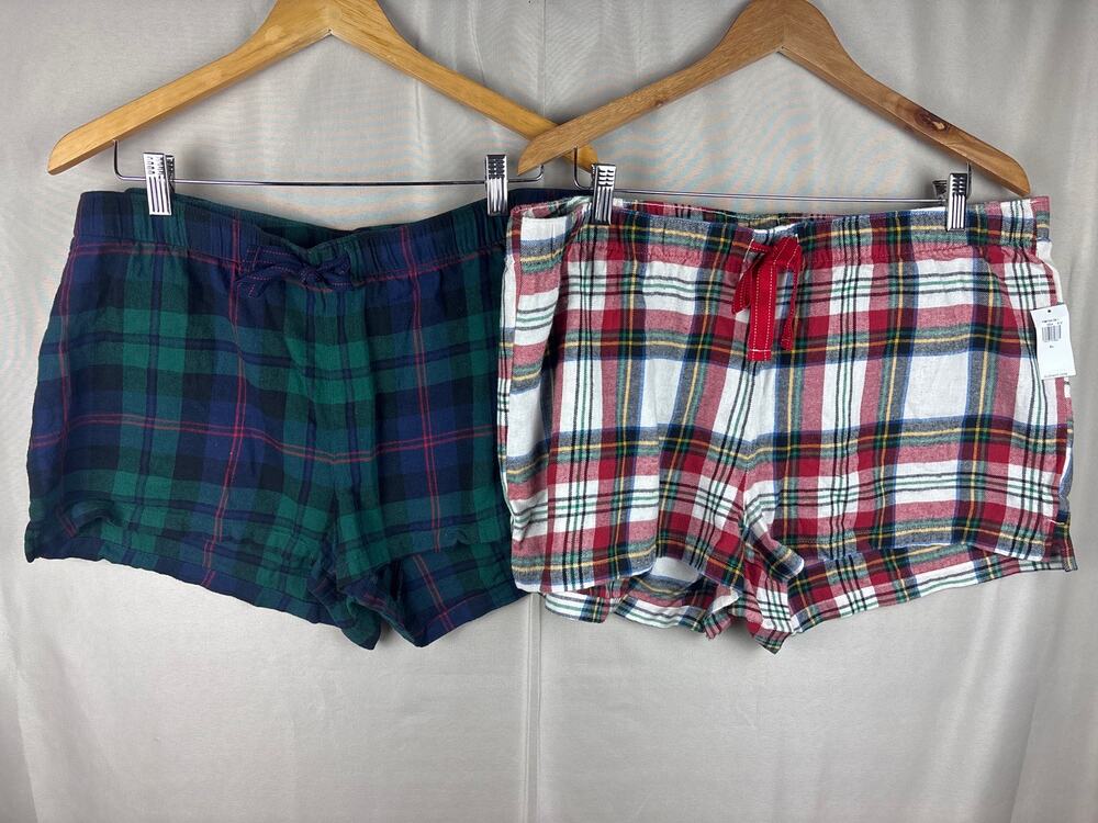 Old Navy Womens Flannel Pajama Lounge Sleep Shorts Sz XL Plaid 2 Pairs 1 NWT